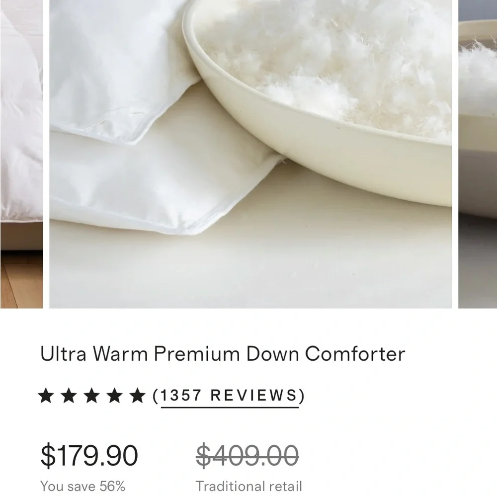 QUINCE Ultra Warm Premium Down Comforter Twin 3929 - Picture 1 of 2